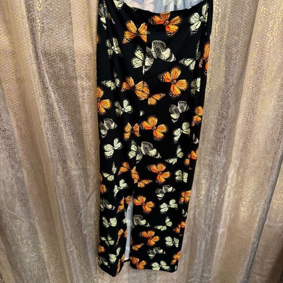 Liz & Sara Black Orange Butterfly Cut Out Stretchy Maxi Dress NWT - Picture 5 of 10